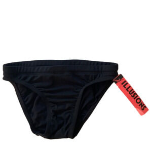 ILLUSIONS Boys Solid Black Diver Swim Trunk Size 12 NWT